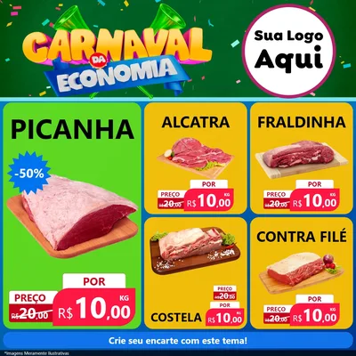Modelo de Rede Social para Feed Facebook com o tema Carnaval da Economia para Açougue