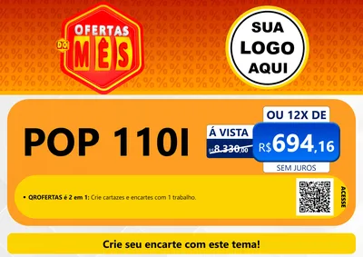 Modelo de Cartaz para Cartaz A4 Horizontal com o tema Ofertas do Mês para Concessionaria de Motos