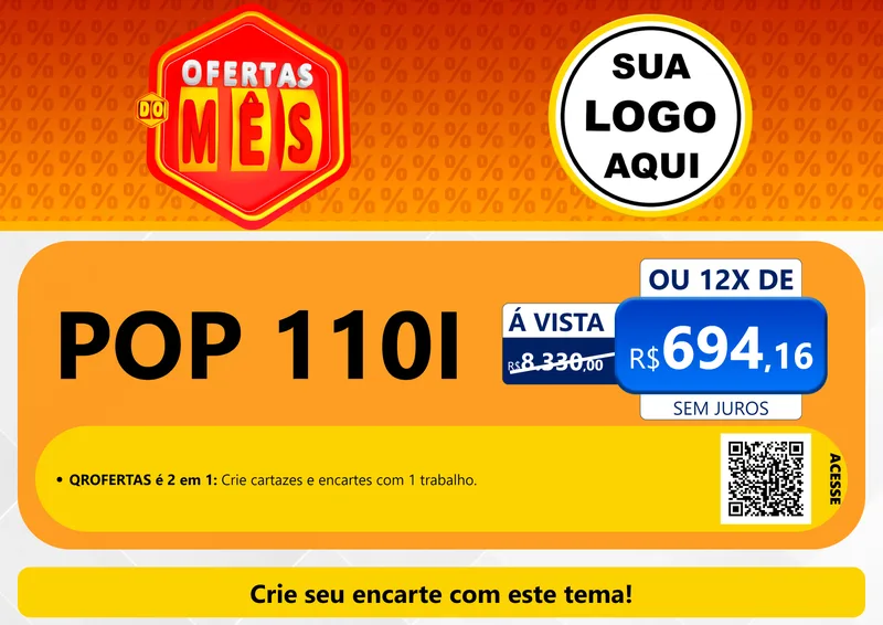 Modelo de Cartaz para Cartaz A4 Horizontal com o tema Ofertas do Mês para Concessionaria de Motos