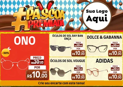 Modelo de Encarte para Encarte A4 Horizontal com o tema Páscoa Premiada para Óticas
