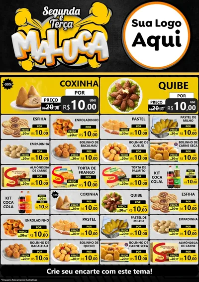 Modelo de Encarte para Encarte A4 Vertical com o tema Segunda e Terça Maluca para Salgadaria