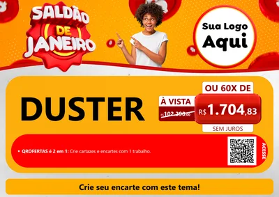 Modelo de Cartaz para Cartaz A4 Horizontal com o tema Saldão de Janeiro para Concessionaria de Carros