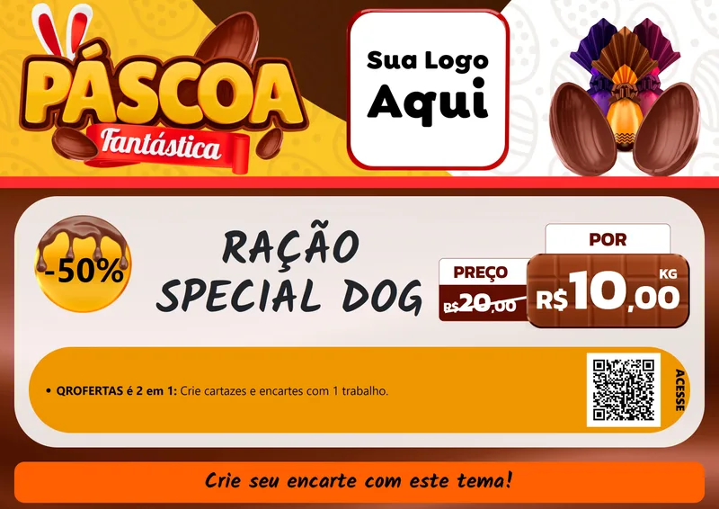 Modelo de Cartaz para Cartaz A4 Horizontal com o tema Páscoa Fantástica para Pet Shop