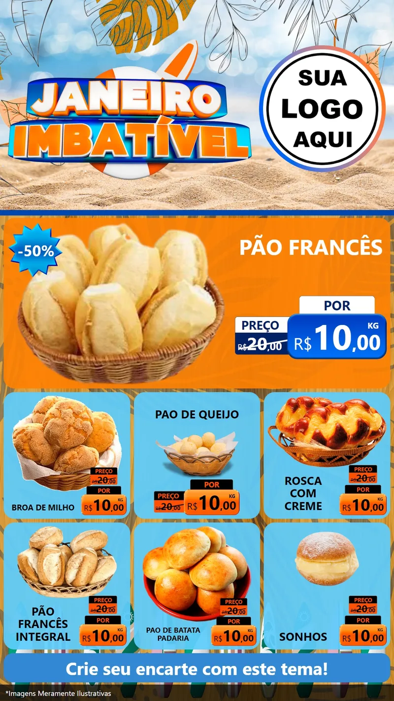 Modelo de Rede Social para Stories com o tema Janeiro Imbatível para Padaria