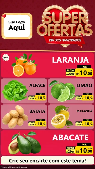 Modelo de TV para TV Vertical com o tema Dia dos Namorados para Hortifrúti