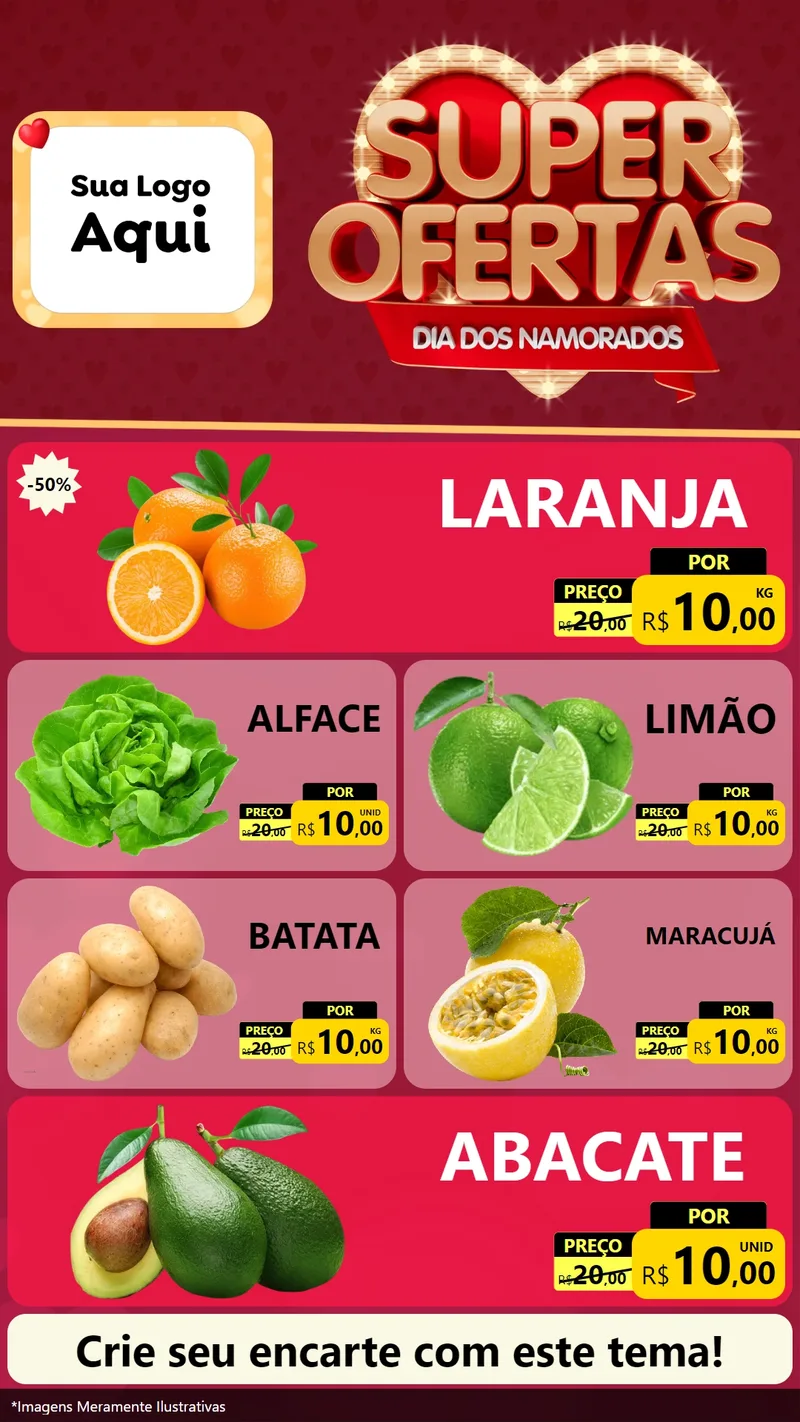 Modelo de TV para TV Vertical com o tema Dia dos Namorados para Hortifrúti