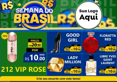 Modelo de Encarte para Encarte A4 Horizontal com o tema Semana Do Brasil para Perfumes