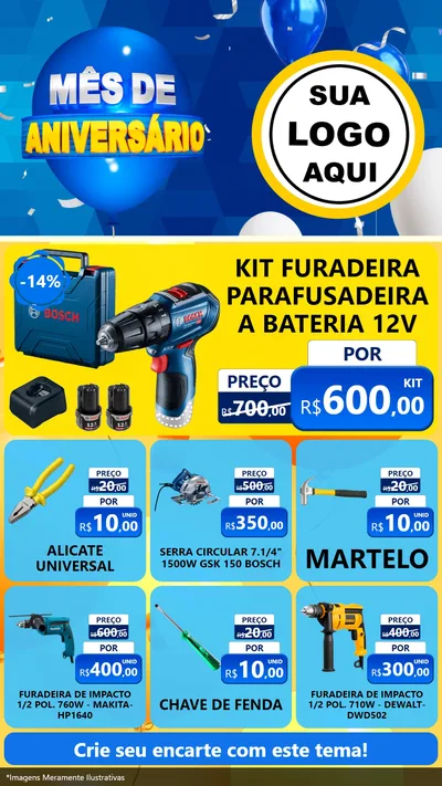 Modelo de Rede Social para Stories com o tema Mês de Aniversário para Maquinas e Ferramentas