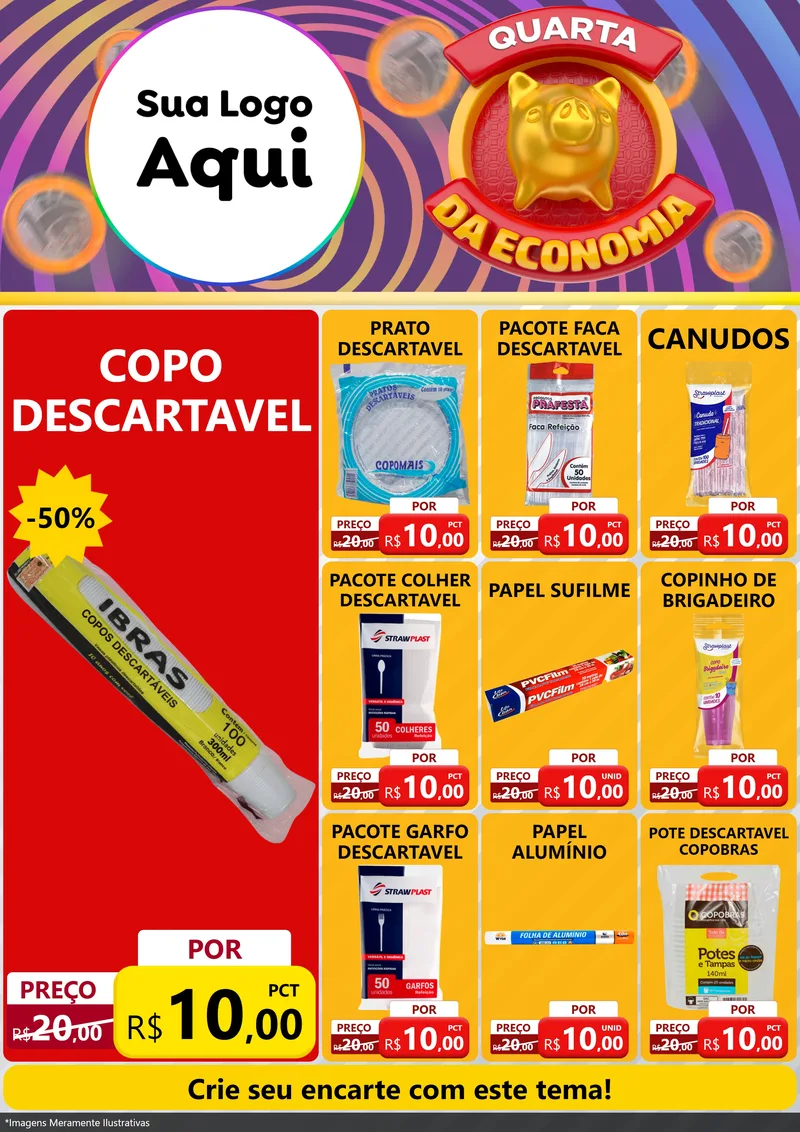 Modelo de Encarte para Encarte A4 Vertical com o tema Quarta da Economia para Embalagens
