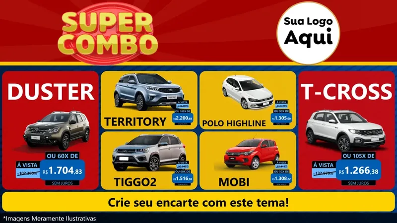 Modelo de TV para TV Horizontal com o tema Super Combo para Concessionaria de Carros