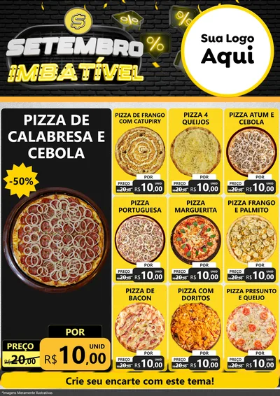 Modelo de Encarte para Encarte A4 Vertical com o tema Setembro Imbatível para Pizzaria