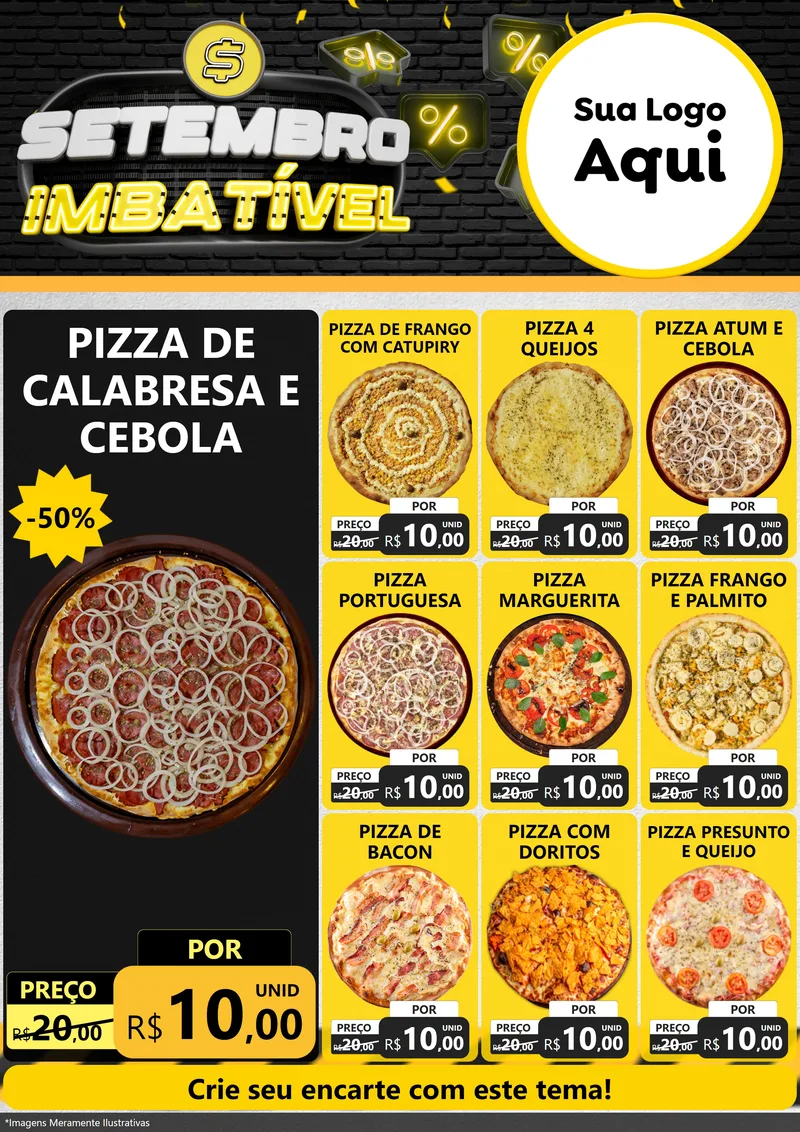 Modelo de Encarte para Encarte A4 Vertical com o tema Setembro Imbatível para Pizzaria