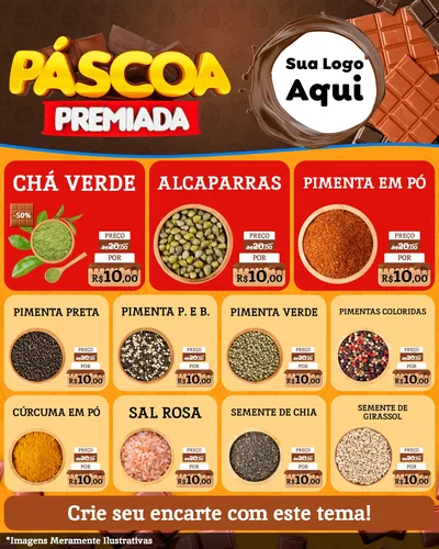 Modelo de Rede Social para Feed Instagram com o tema Páscoa Premiada para Produtos Naturais