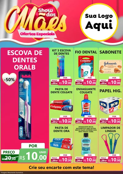 Modelo de Encarte para Encarte A4 Vertical com o tema Show das Mães - Ofertas Especiais para Higiene Pessoal
