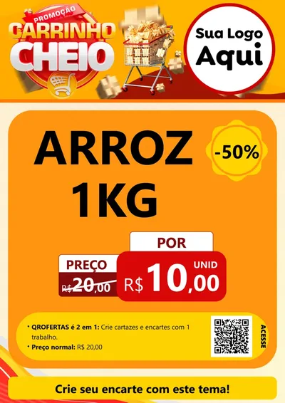 Modelo de Cartaz para Cartaz A4 Vertical com o tema Promoção carrinho cheio para Supermercado