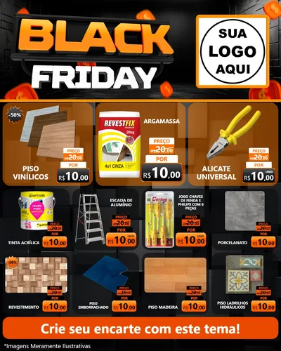 Modelo de Rede Social para Feed Instagram com o tema Black Friday para Material para Construção