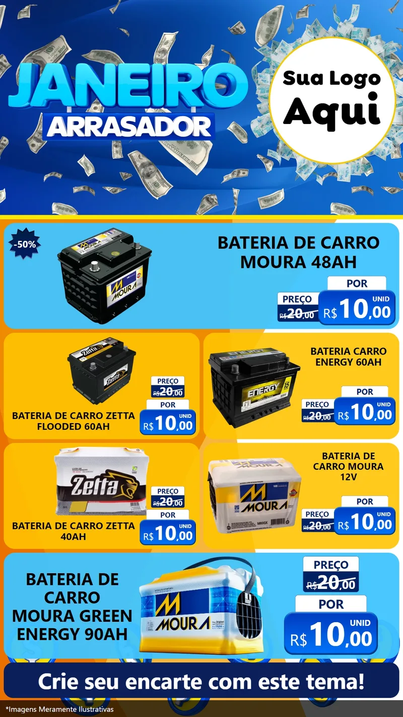 Modelo de TV para TV Vertical com o tema Janeiro Arrasador para Baterias Elétricas