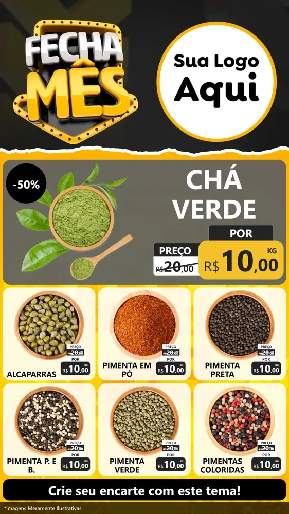 Modelo de Rede Social para Stories com o tema Fecha Mês para Produtos Naturais