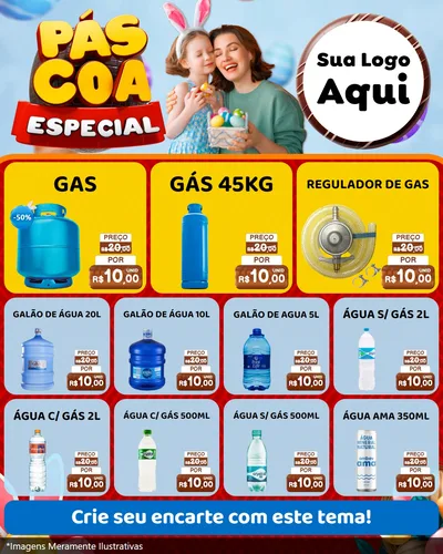 Modelo de Rede Social para Feed Instagram com o tema Páscoa Especial para Água e gás
