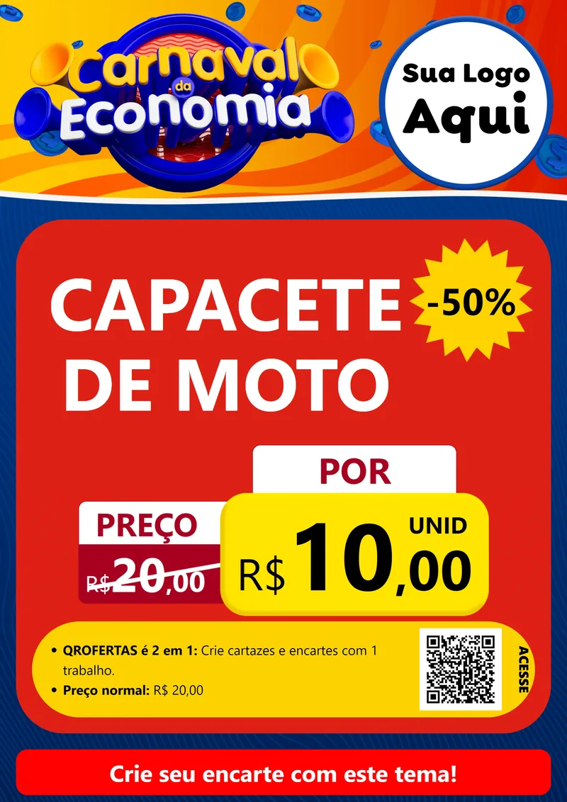 Modelo de Cartaz para Cartaz A4 Vertical com o tema Carnaval da Economia para Moto peças