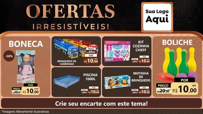 Modelo de TV para TV Horizontal com o tema Ofertas Irresistíveis! para Brinquedos