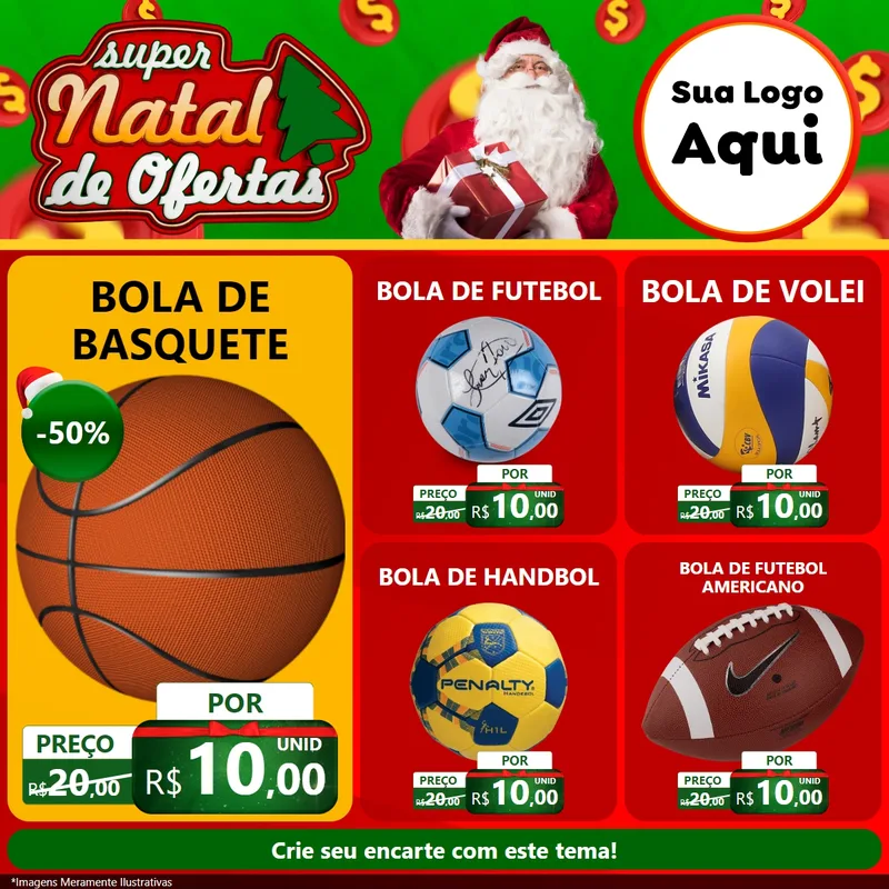 Modelo de Rede Social para Feed Facebook com o tema Super Natal de Ofertas para Artigos Esportivos
