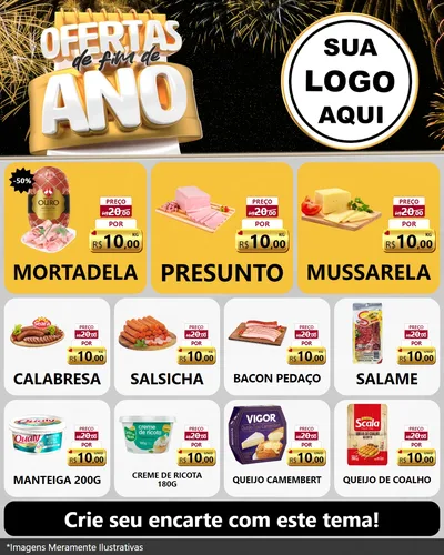 Modelo de Rede Social para Feed Instagram com o tema Ofertas de Fim de Ano para Frios e Laticínios
