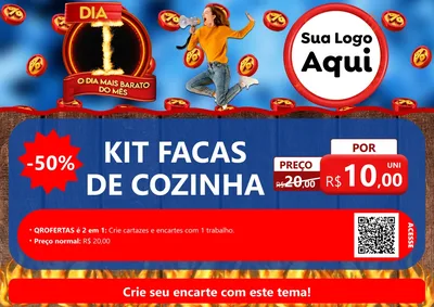 Modelo de Cartaz para Cartaz A4 Horizontal com o tema Dia I - O Dia Mais Barato Do Mês para Utilidades Domésticas