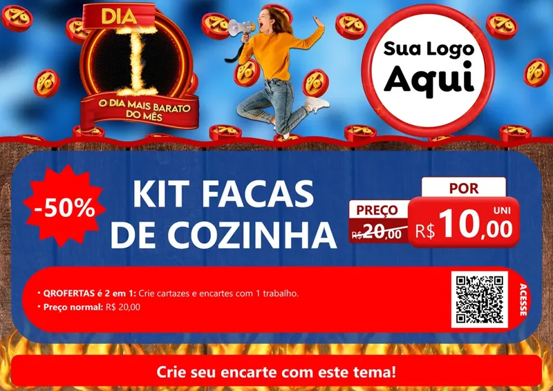 Modelo de Cartaz para Cartaz A4 Horizontal com o tema Dia I - O Dia Mais Barato Do Mês para Utilidades Domésticas