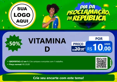 Modelo de Cartaz para Cartaz A4 Horizontal com o tema Dia Da Proclamação Da República para Farmácia