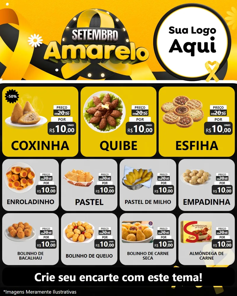 Modelo de Rede Social para Feed Instagram com o tema Setembro Amarelo para Salgadaria