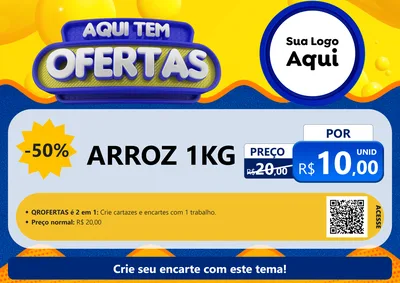 Modelo de Cartaz para Cartaz A4 Horizontal com o tema Aqui Tem Ofertas para Supermercado