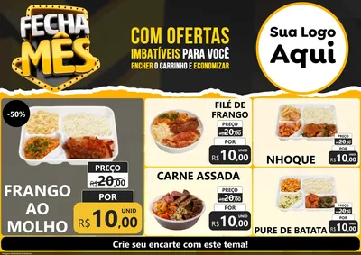 Modelo de Encarte para Encarte A4 Horizontal com o tema Fecha Mês para Restaurante