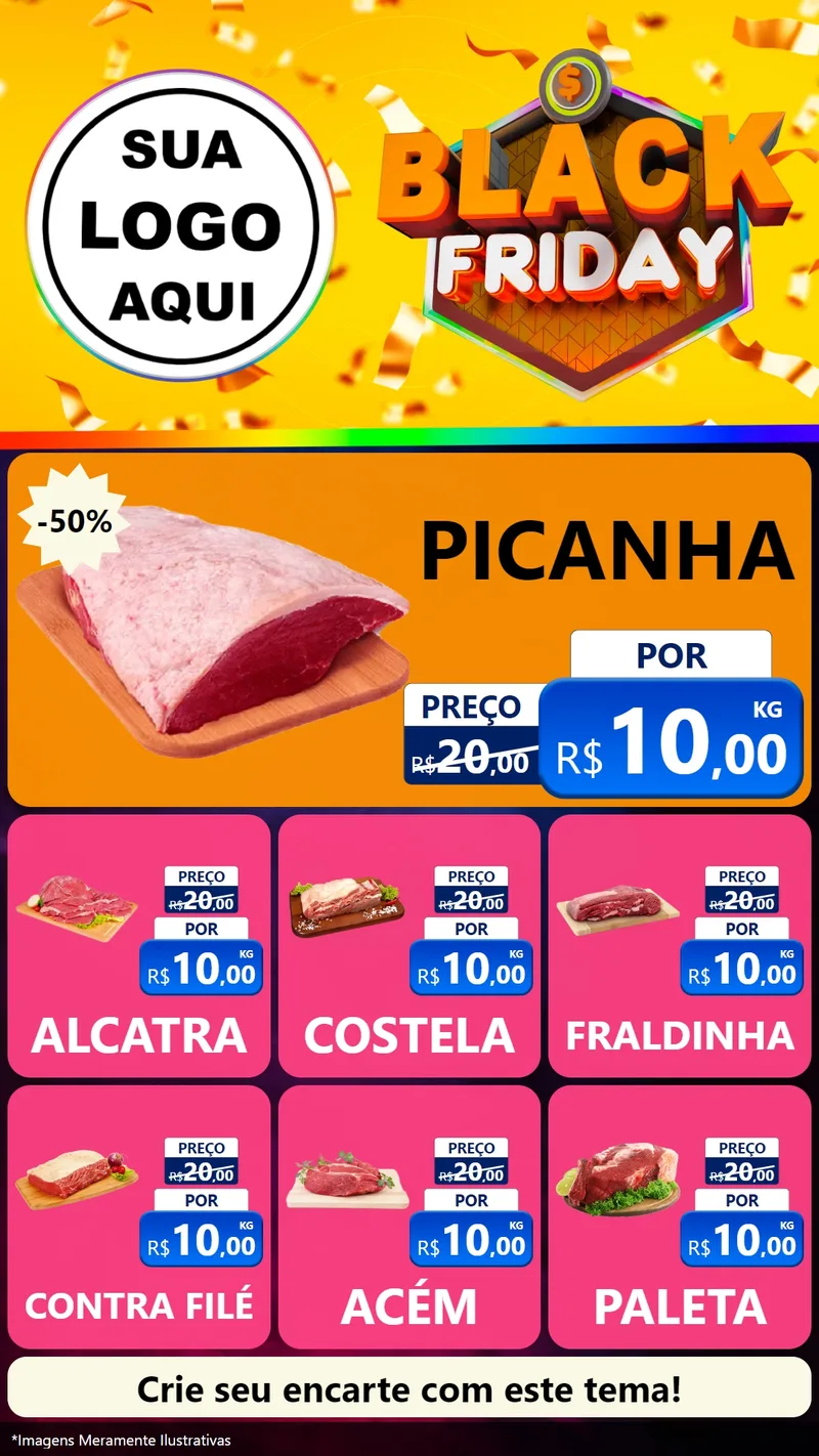 Modelo de Rede Social para Stories com o tema Black Friday para Açougue
