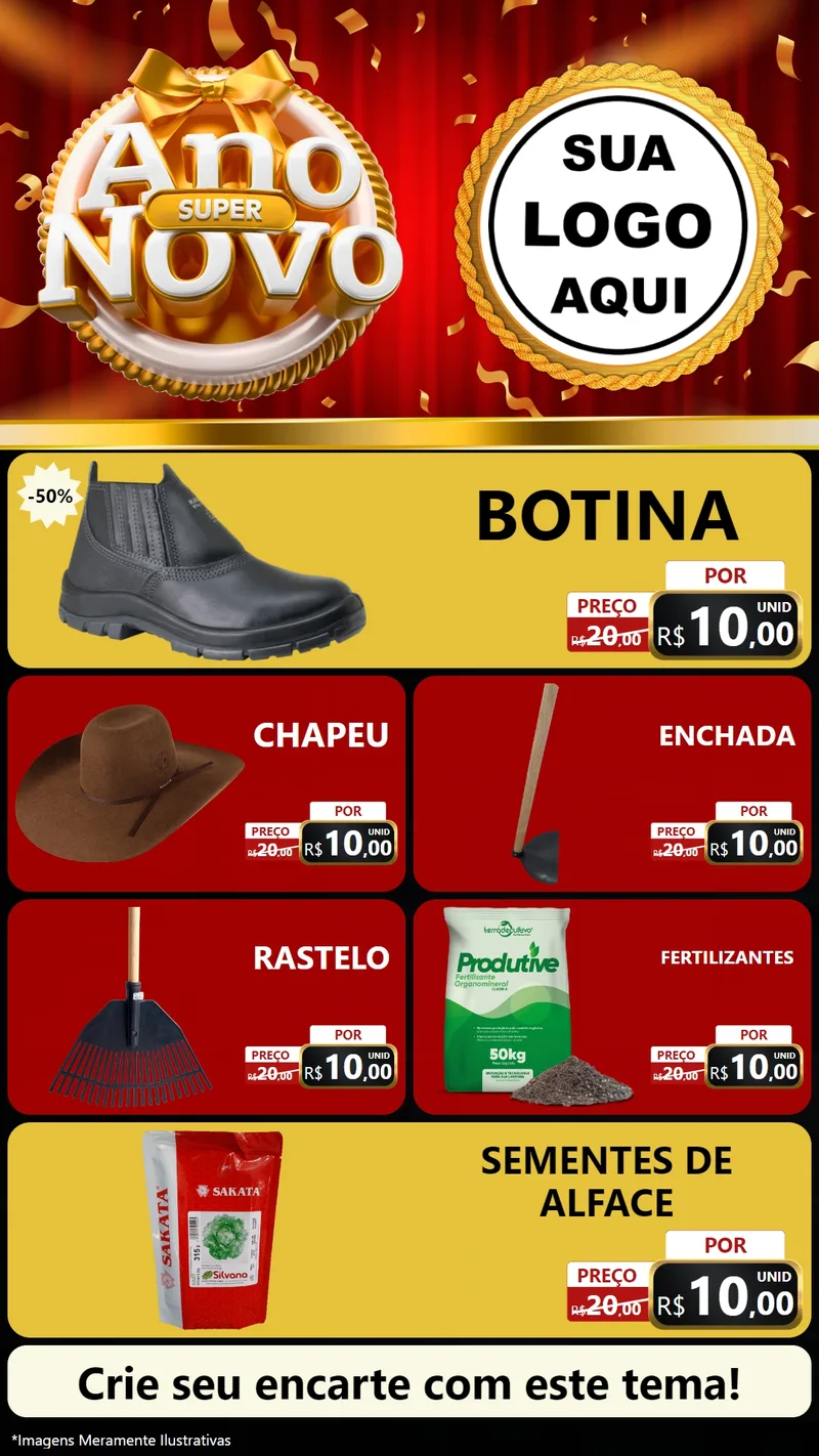 Modelo de TV para TV Vertical com o tema Super Ano Novo para Agropecuária