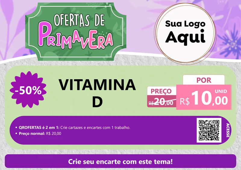 Modelo de Cartaz para Cartaz A4 Horizontal com o tema Ofertas de Primavera para Farmácia
