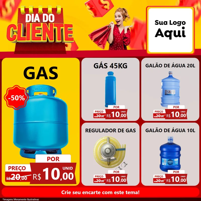 Modelo de Rede Social para Feed Facebook com o tema Dia do Cliente para Água e gás