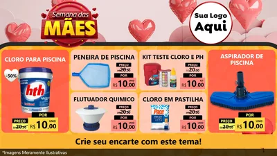 Modelo de TV para TV Horizontal com o tema Semana das Mães para Produtos para Piscina