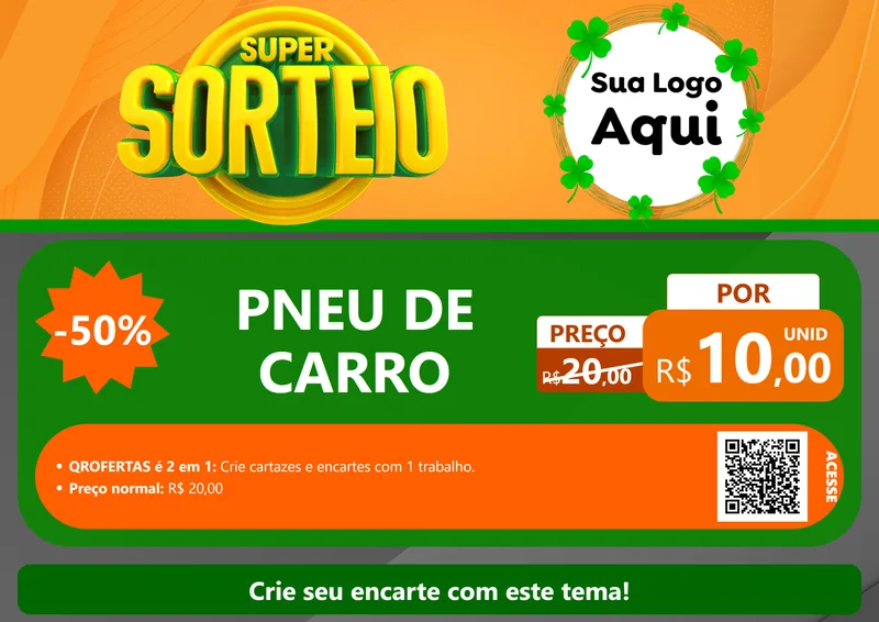 Modelo de Cartaz para Cartaz A4 Horizontal com o tema Super Sorteio para Auto peças