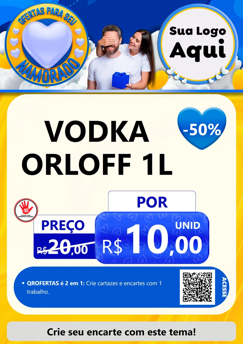Modelo de Cartaz para Cartaz A4 Vertical com o tema Ofertas Para Seu Namorado para Distribuidora de bebidas
