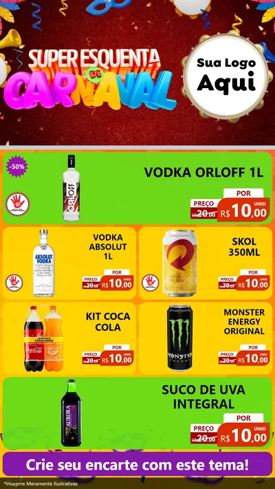 Modelo de TV para TV Vertical com o tema Super Esquenta de Carnaval para Distribuidora de bebidas