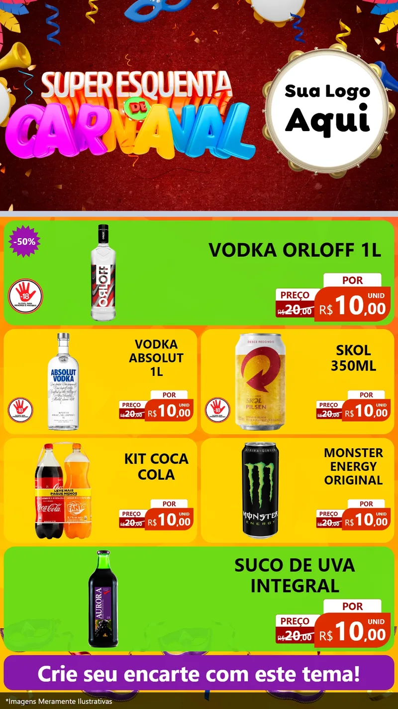 Modelo de TV para TV Vertical com o tema Super Esquenta de Carnaval para Distribuidora de bebidas