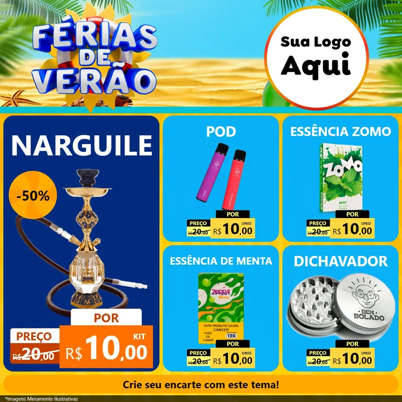 Modelo de Rede Social para Feed Facebook com o tema Férias de Verão para Tabacaria