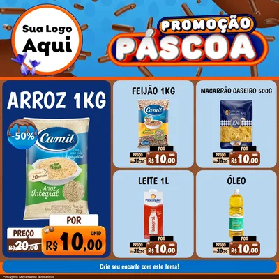 Modelo de Rede Social para Feed Facebook com o tema Promoção Páscoa para Supermercado