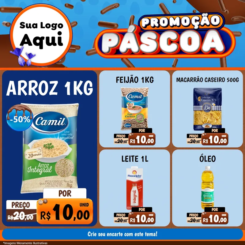 Modelo de Rede Social para Feed Facebook com o tema Promoção Páscoa para Supermercado