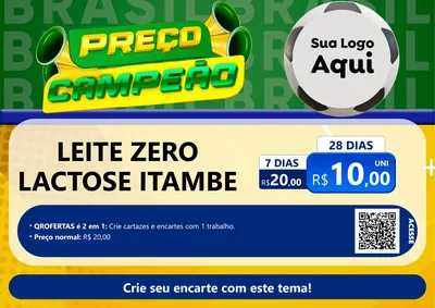 Modelo de Cartaz para Cartaz A4 Horizontal com o tema Preço Campeão - Copa para Frios e Laticínios
