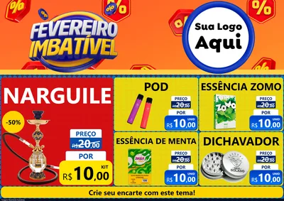 Modelo de Encarte para Encarte A4 Horizontal com o tema Fevereiro Imbatível para Tabacaria