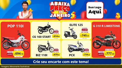 Modelo de TV para TV Horizontal com o tema Abaixa Preço em Janeiro para Concessionaria de Motos
