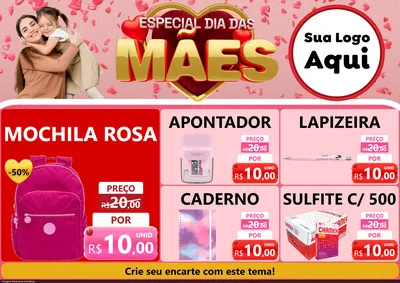 Modelo de Encarte para Encarte A4 Horizontal com o tema Especial Dia Das Mães para Papelaria