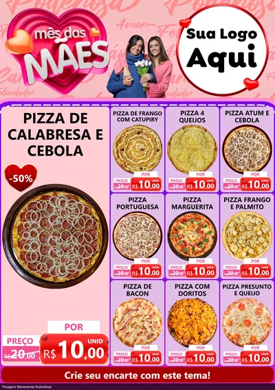 Modelo de Encarte para Encarte A4 Vertical com o tema Mês Das Mães para Pizzaria